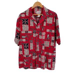Vintage red black grey Hawaiian shirt mens XL Seawind